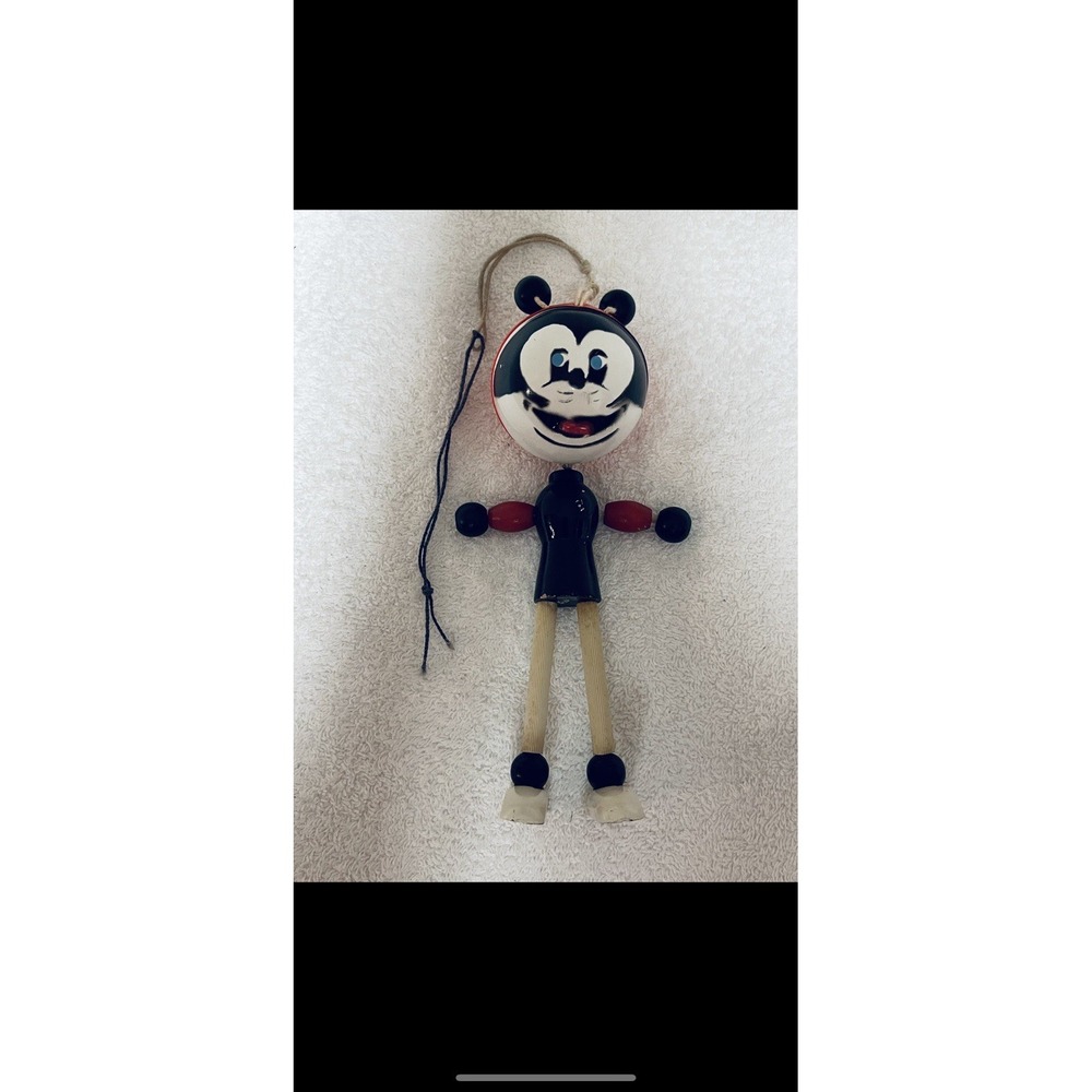 Vintage Wodeen Puppet Disney Mickey Mouse Kokeshi doll 1950s Hand Painted Pelham